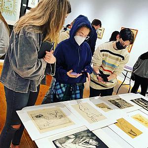 Students in Helen Werner’s Anatomy class visit the Wright Museum of Art to study anatomy through art work.