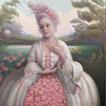 Chicago-based artist Leah Mitchell took top honors in the 2023 Beloit & Vicinity Exhibition with her playfully reimagined portrait of a young French Doughnut Queen (aka Marie Andoughnette) adorned with the sweet treats from head to toe.