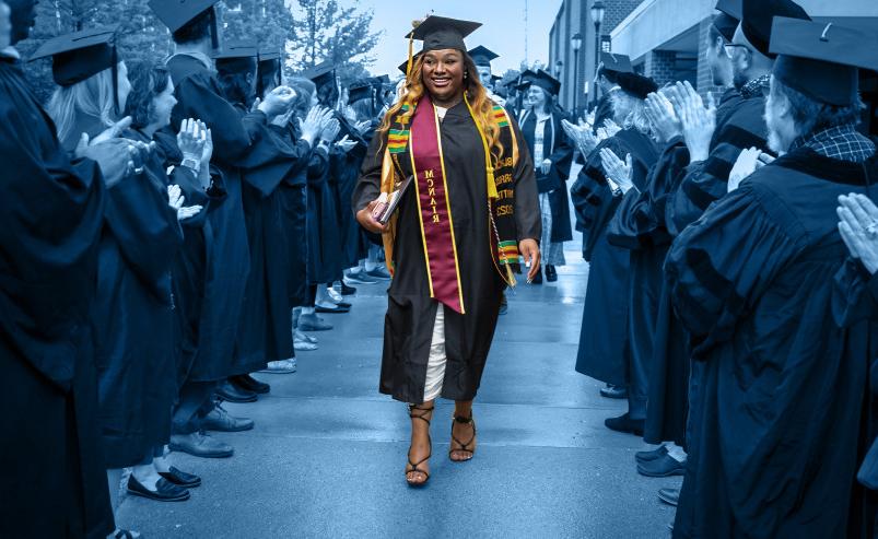 Jada Daniel'23 leads her fellow graduates from Commencement and to their futures.