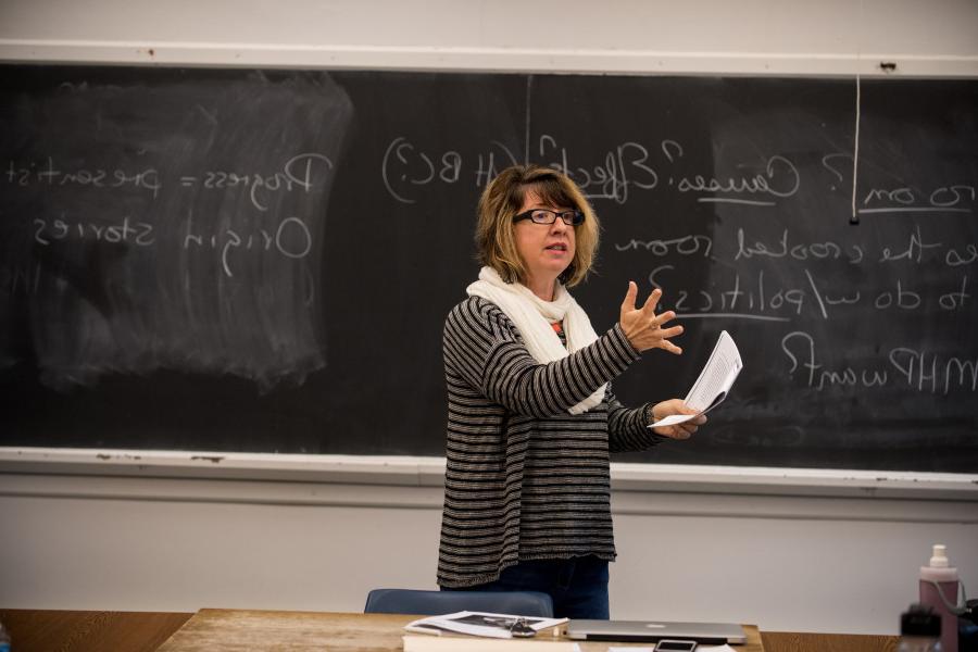Professor of Critical Identity Studies Catherine Orr teaches a class in Morse Ingersoll Hall.