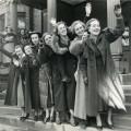 Students pose in front of Emerson Hall in the 1930s when the residence hall was exclusively for women.
