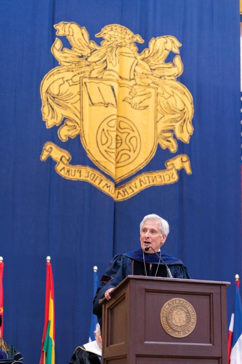 President Scott Bierman presides over his last Commencement in May 2023.